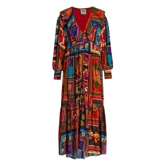 NWT Farm Rio Patchwork Tapestry Ankle Dress Size M $275.00 Lagenlook - Picture 1 of 15